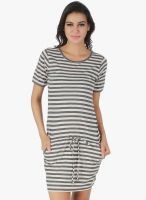 Cherymoya Grey Colored Striped Shift Dress