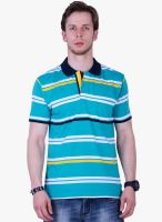 Duke Aqua Blue Striped Polo T-Shirt