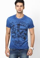 Ed Hardy Blue Round Neck T-Shirts