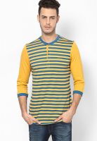 FREECULTR Yellow Striped Henley T-Shirt