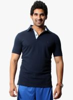 Fitz Navy Blue Solid Polo T-Shirt