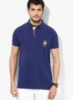 French Connection Blue Solid Polo T-Shirts