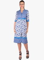 Fusion Beats Blue Colored Printed Shift Dress