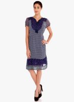 Fusion Beats Blue Colored Printed Shift Dress