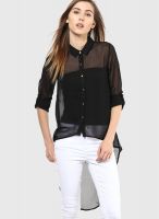 Ginger By Lifestyle Black Solid Shirt