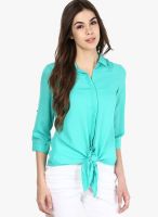 Ginger By Lifestyle Green Solid Shirt