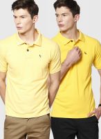 Hubberholme Pack Of 2 Lemon Solid Polo T-Shirts