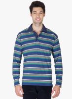 Hypernation Blue Striped Polo T-Shirts