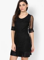 I Know Black Colored Embroidered Shift Dress