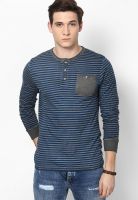 Incult Grey Striped Henley T-Shirts