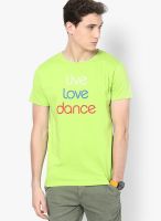 Incult Printed Neon Green Crew Neck T Shirt