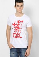 Incult White Solid Round Neck T-Shirts