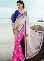 Indian Women By Bahubali White Embroidered Saree