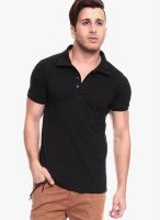 Izinc Black Solid Polo T-Shirts