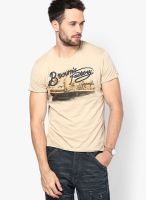 Jack & Jones Beige Round Neck T Shirt