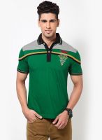 Jogur Green Striped Polo T-Shirts