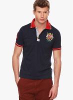 Jogur Navy Blue Solid Polo T-Shirts