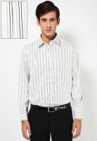 Jogur Striped White Formal Shirt