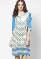 Karigari Blue Printed Kurta