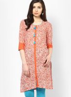 Karigari Orange Printed Kurta