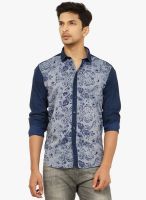 La Seven Blue Slim Fit Casual Shirt