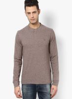 Lee Brown Solid Henley T-Shirts