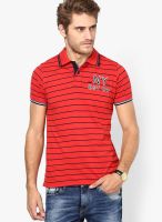 Lee Red Striped Polo T-Shirts