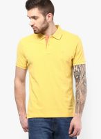 Lee Yellow Solid Polo T-Shirts