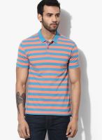 Levi's Aqua Blue Striped Polo T-Shirts