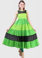 Libas Green Embroidered Anarkali