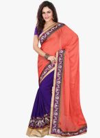 Lookslady Orange Embroidered Saree