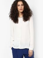 MANGO-Outlet White Lace Detail Shirt