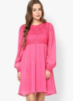 MB Pink Colored Solid Shift Dress