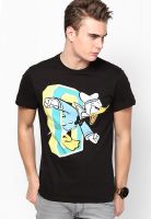 Mickey & Friends Black Printed Round Neck T-Shirts