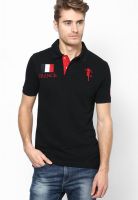 Monteil & Munero Black Solid Polo T-Shirts