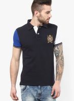 Monteil & Munero Navy Blue Solid Polo T-Shirts