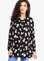 New Look Inspire Black Floral Print Long Sleeve Shirt