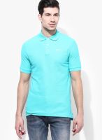 Nike Aqua Blue Solid Polo T-Shirts