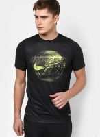 Nike Black Solid Round Neck T-Shirts