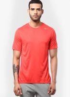 Nike Red Solid Round Neck T-Shirts