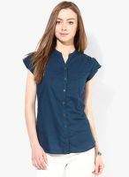 People Blue Solid Shirt