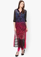 Raindrops Pink Embellished Printed Georgette Kurta