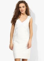 Sisley White Colored Solid Shift Dress