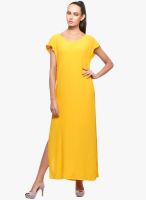 Sisley Yellow Colored Solid Shift Dress