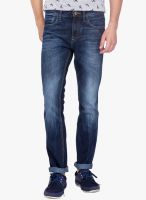 Slub Washed Blue Regular Fit Jeans