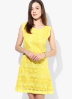 Soie Yellow Sleeveless Lace Dress