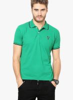 The Vanca Green Solid Polo T-Shirts