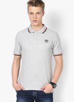 Umbro Grey Melange Solid Polo T-Shirts