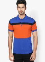 United Colors of Benetton Blue Striped Polo T-Shirts