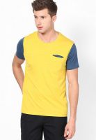 United Colors of Benetton Yellow Solid Round Neck T-Shirts